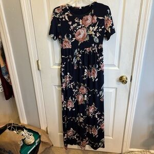 Pinkblush Navy and Pink Floral Maxi Dress
